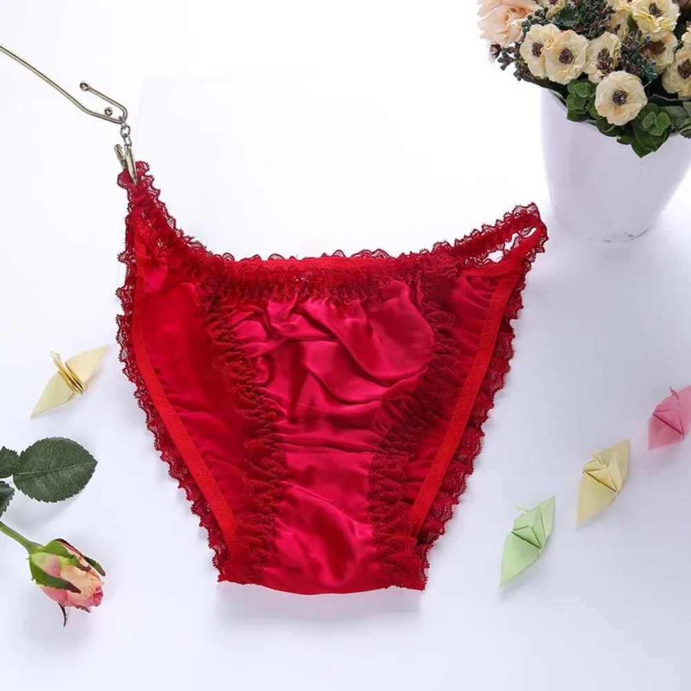 100% Silk Women's Panties String Bikini Briefs Comfortable Underpants Sensual Lingerie Sexy Underwear