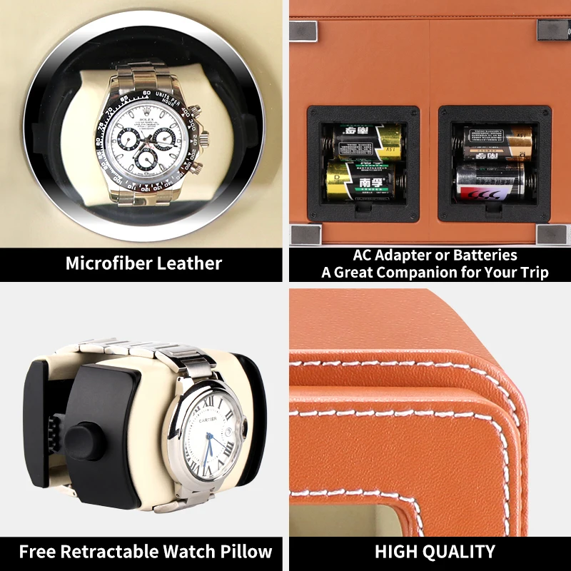 Luxury Watch Winder 6 Automatic Watches Storage Box High Gloss Wood Leather Mabuchi Motor LCD Touch Screen and Remote Control | Наручные