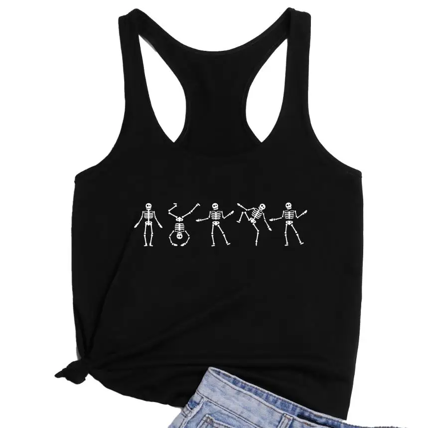 Майка женская летняя свободная без рукавов пикантный Забавный топ на Хэллоуин
