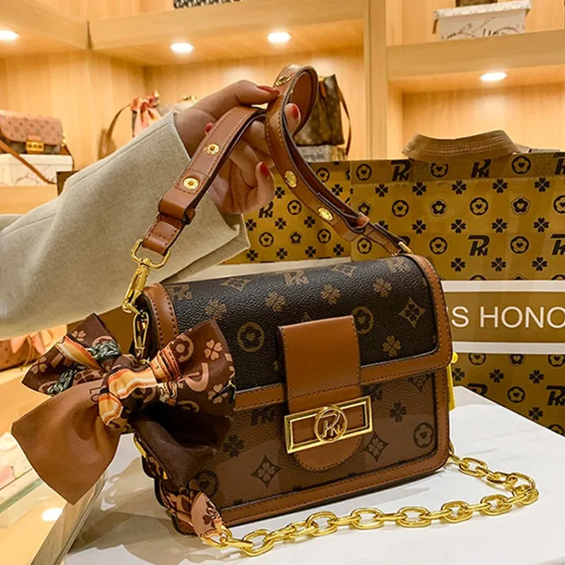 

2022 New Fashion Classic High Sense of Presbyopia Print Hit Color Small Square Bag Daily All-match Single Shoulder Messenger Bag