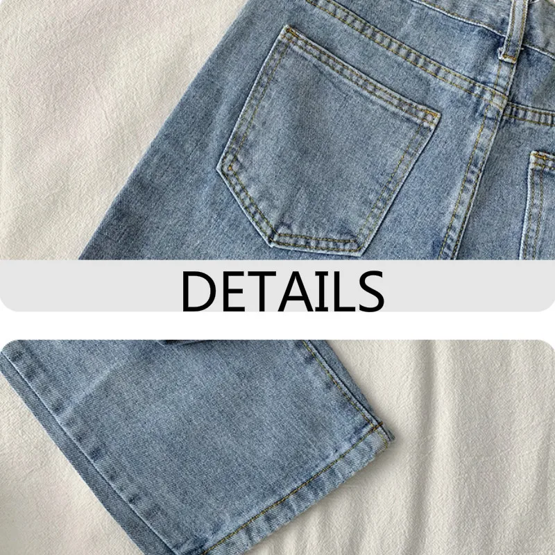 

Women Jeans Hole Ankle-length Ripped Straight Womens Trousers High Waist All-match Ulzzang Ladies Casual Popular Daily Slim Soft