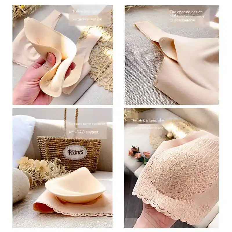 

Dropshipping Vip Link 3pcs Latex Bra Seamless Bras For Women Underwear BH Push Up Bralette With Pad Vest Top Bra