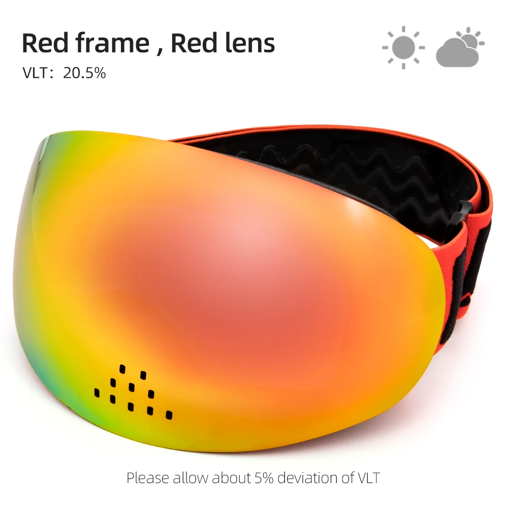 red HD версия магнитные лыжные очки с носовой защитой от ветра двухслойные UV400 Анти-туман сноуборд лыжная маска очки для мужчин и женщин - Цвет: red