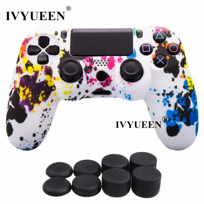 Силиконовый защитный чехол IVYUEEN для sony Dualshock 4 PS4 DS4 Pro Slim с 8 аналоговыми джойстиками - Цвет: Graffiti A