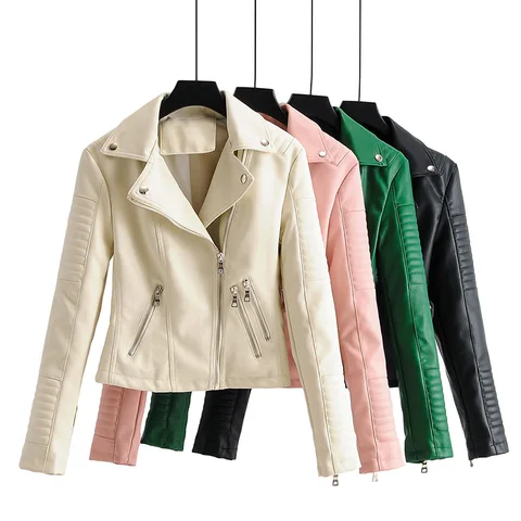 Женская куртка из искусственной кожи, однотонная плиссированная куртка на молнии с длинным рукавом, верхняя одежда, весна-осень 2020