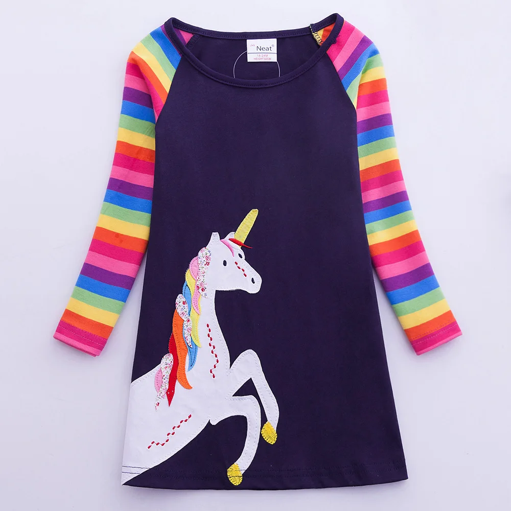 Весна 2019 г. платье с единорогом для маленьких девочек хлопковые детские платья