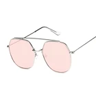 Новый многоугольный Квадратные Солнцезащитные очки женские двойная Перемычка дизайн Солнцезащитные очки женские конфетных цветов сплав розовый черный зеркальные винтажные