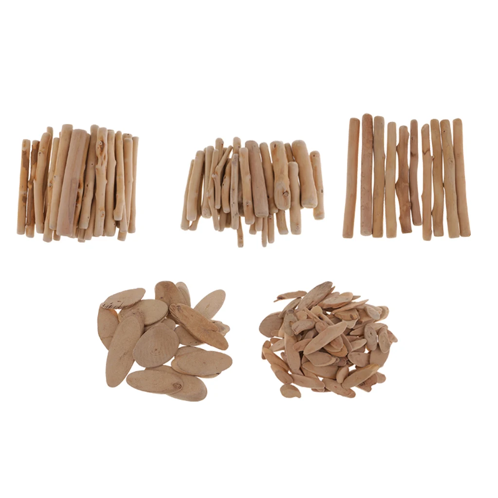

250g Rustic Unfinished Wood Driftwood Sticks Slices for DIY Home Wedding Party Decoration Model Making Material