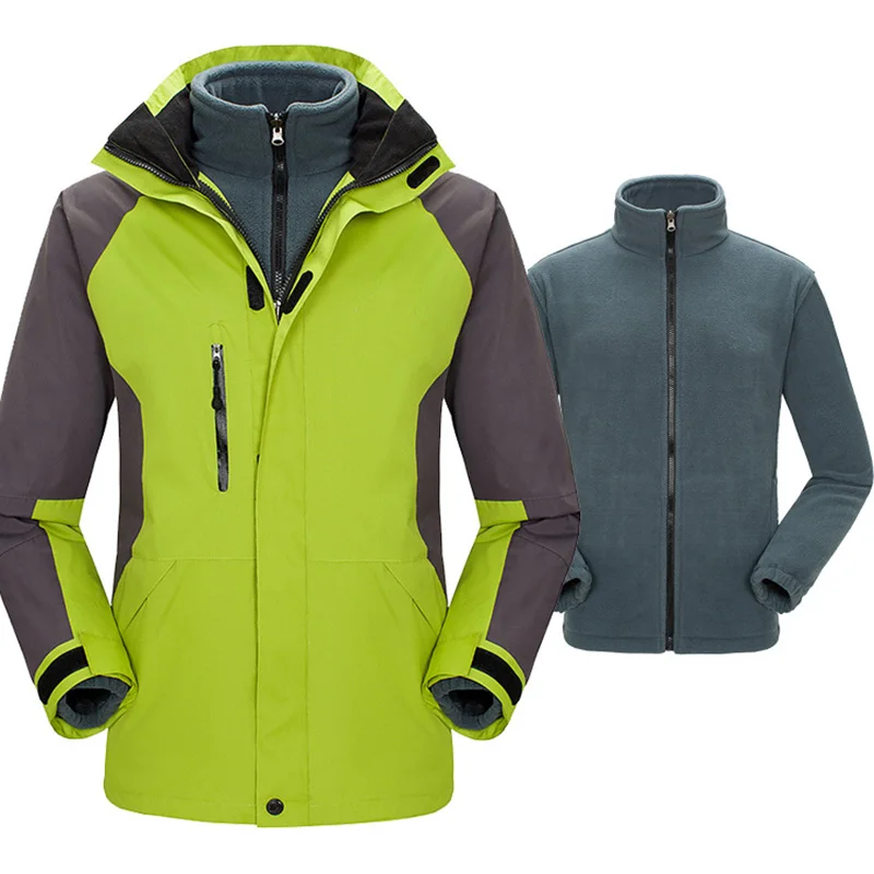 

Men Jackets Two Pieces Coat Winter Outdoor Waterproof Male Outwear Windbreaker Windproof Spring Autumn Jacket Sport Coat LX096