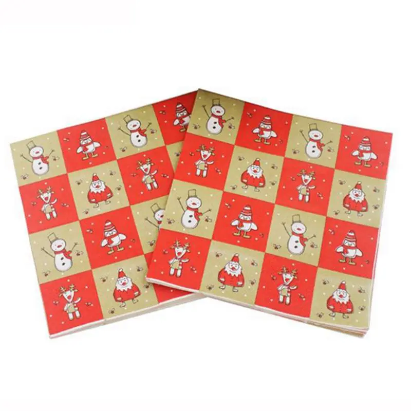 

Newest Disposable XMS Napkin 20pcs/set Paper Merry Chrtistmas Towel Santa Claus P Tissue 30*30cm Snowman Party Decoration