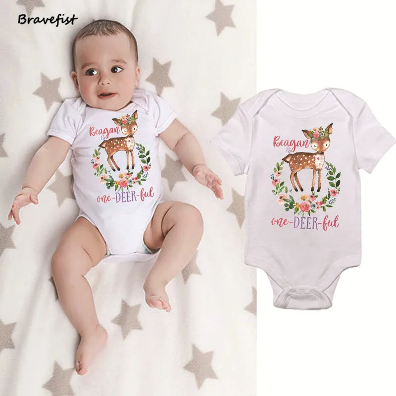 Traje con estampado de ciervo para beb&eacute; reci&eacute;n nacido, Pelele de dibujos animados para ni&ntilde;os de 0 a 24 meses, ropa de verano, Tops, prendas de vestir-0