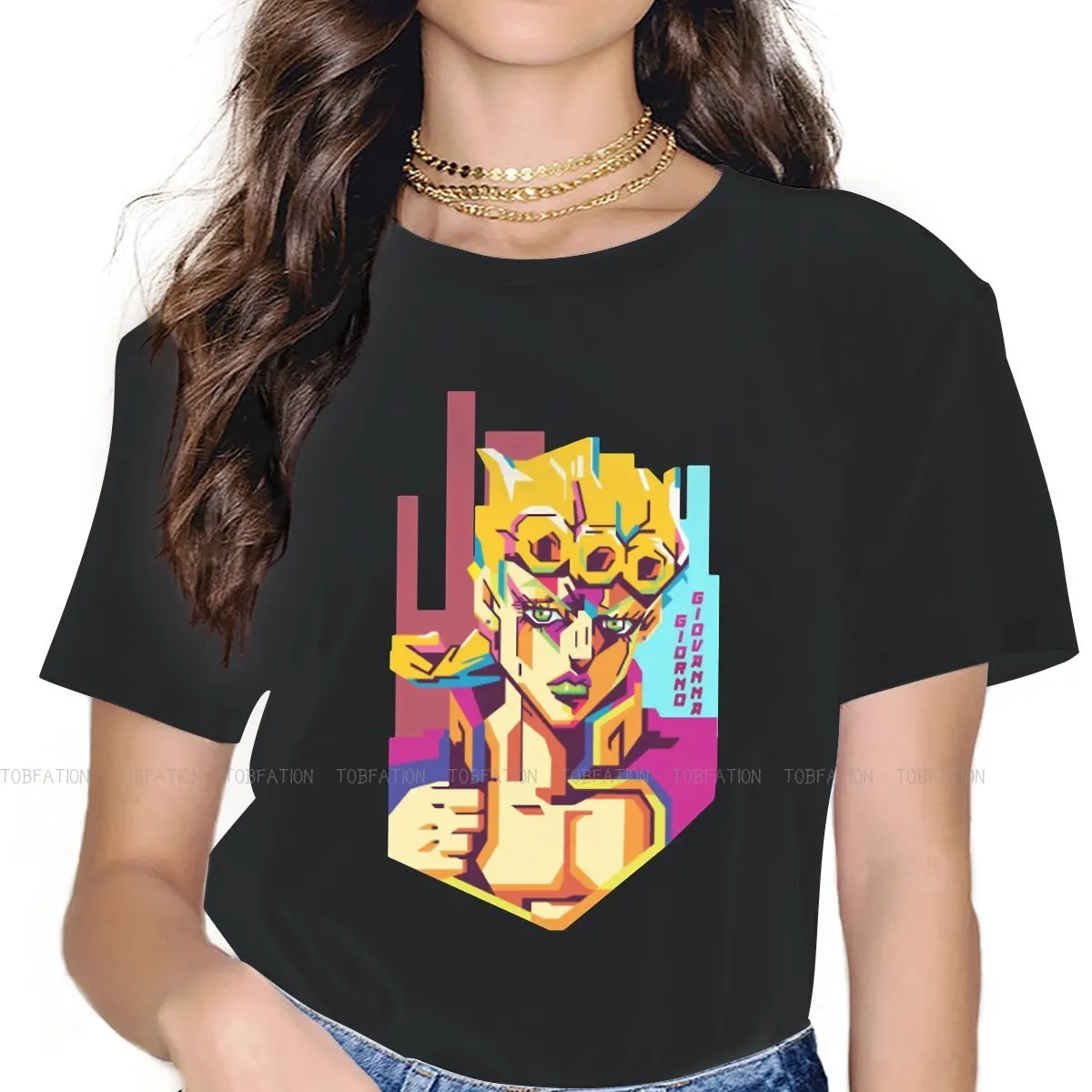 

JoJo's Bizarre Adventure Joestar Dio Anime Girls T Shirt WPANIME Female Tops Harajuku Kawaii Tees Ladies 5XL Oversized Tshirt