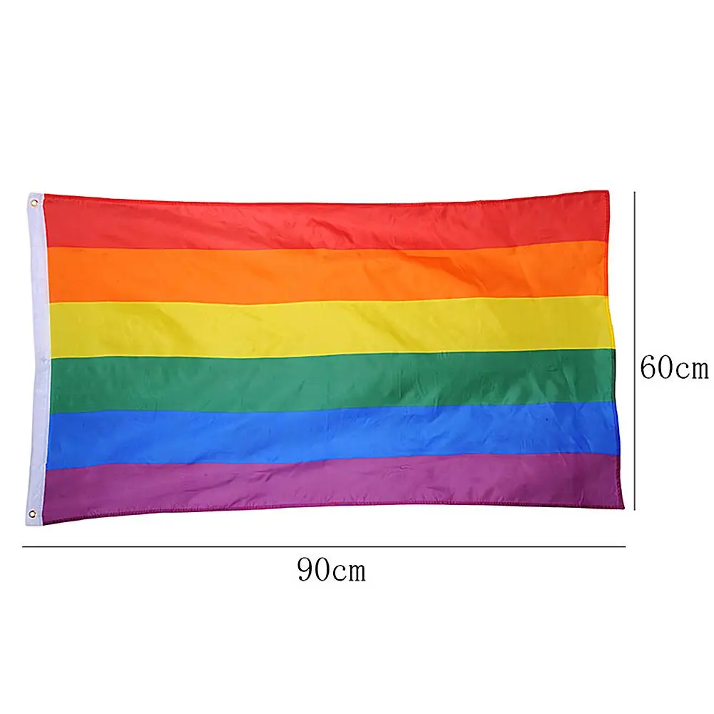 

90x60cm Rainbow Flag Large LGBT Pride Flag Outdoor Banner Gay Rainbow Progress Pride Flag Polyester