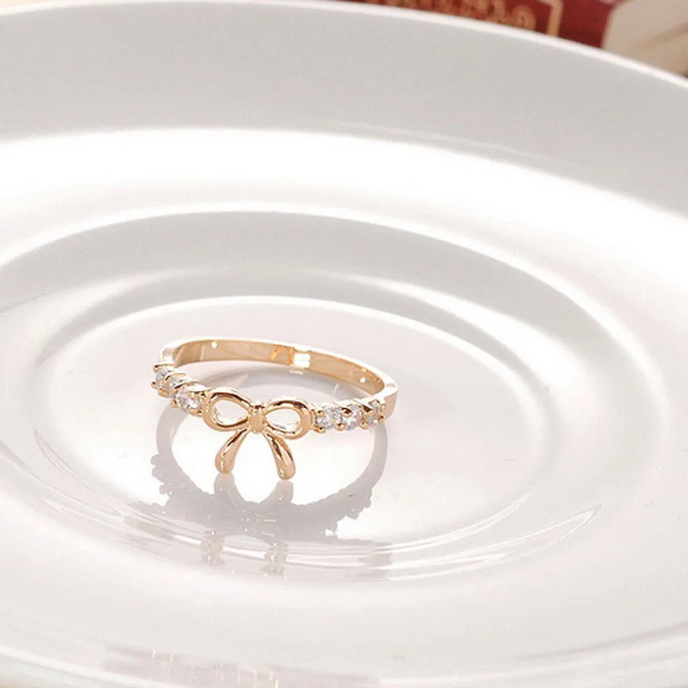 Simple Popular Rings Jewelry Crystal Bow Ring Beautiful Butterfly Shape Jewelries Accessories Exquisite Birthday Gift#36 | Украшения и