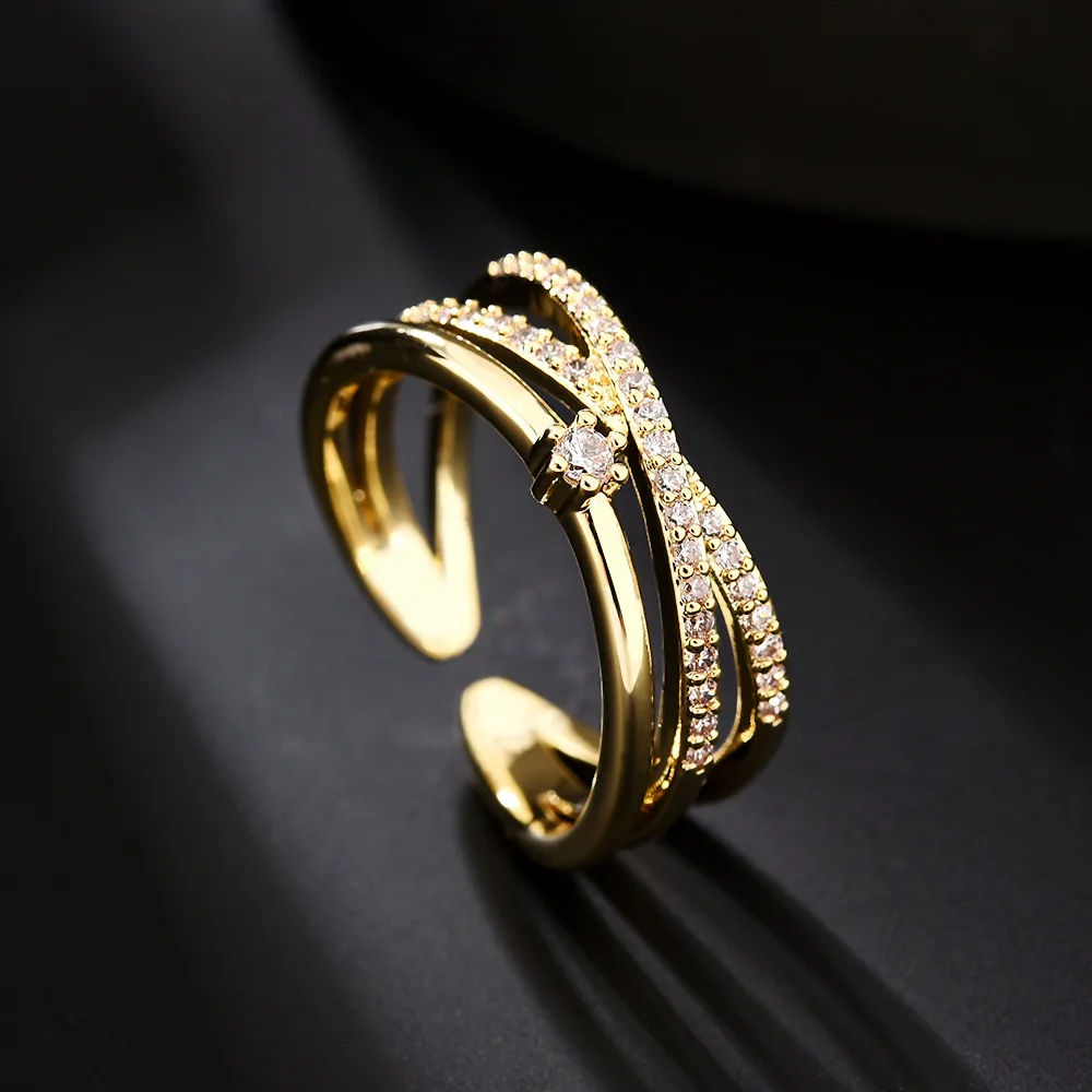 

Creative New Geometric Opening Copper Ring Female Adjustable Fashion Personality Design Luxury Index Finger Ring Jewelry