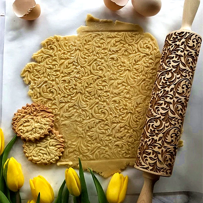 35 см Рождество тиснение Скалка выпечки печенье фондан пирог теста гравировка на