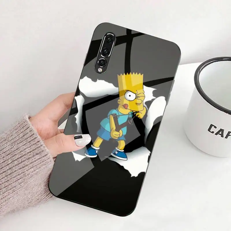 

Simpson Cartoon Bart Lisa Phone Case Tempered Glass For Huawei P9 10 Plus 20 Pro Mate9 10 20 20pro Honor7A 8X 9 10 Nova3i 5