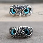Кольцо в виде совы и демона для влюбленных женщин и мужчин, регулируемое в стиле ретро, с открытым животным, в готическом стиле, панк, вечернее ювелирное изделие, хороший подарок, 2 шт.