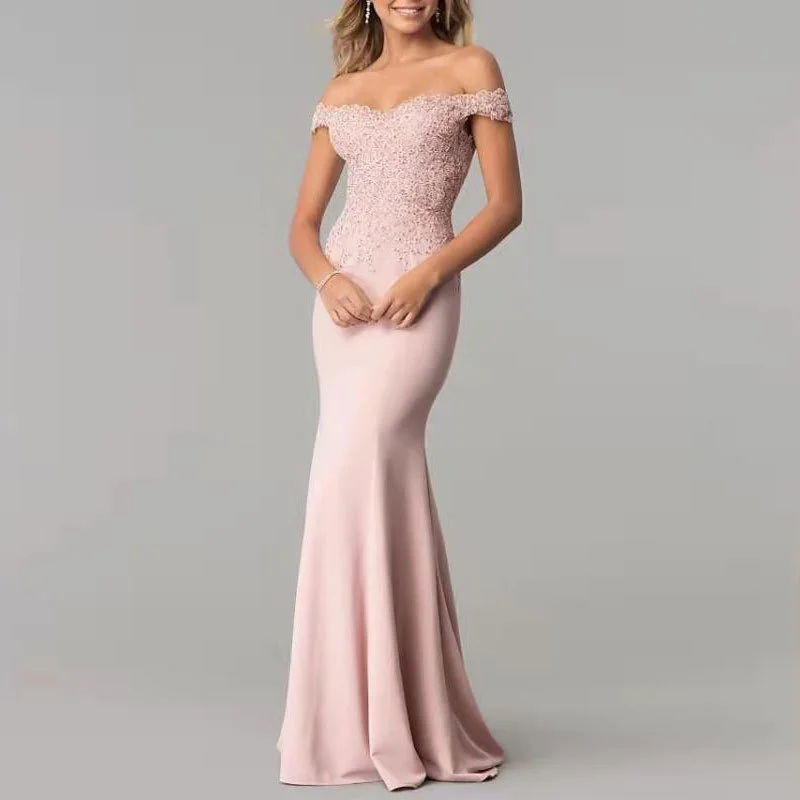 

Women's Sexy V-neck Lace formal Evening Dress long dresses Elegant Fishtail Dress gowns for women2021