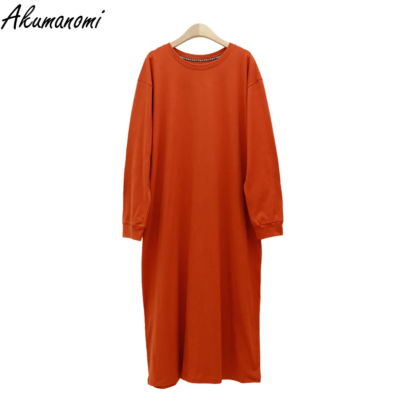 Oversized Casual Pink Black Cotton Long Sleeve Womens Dresses 2021 Maxi Elegant Plus Size 10xl 7 5 Xl Autumn Spring Loose Dress