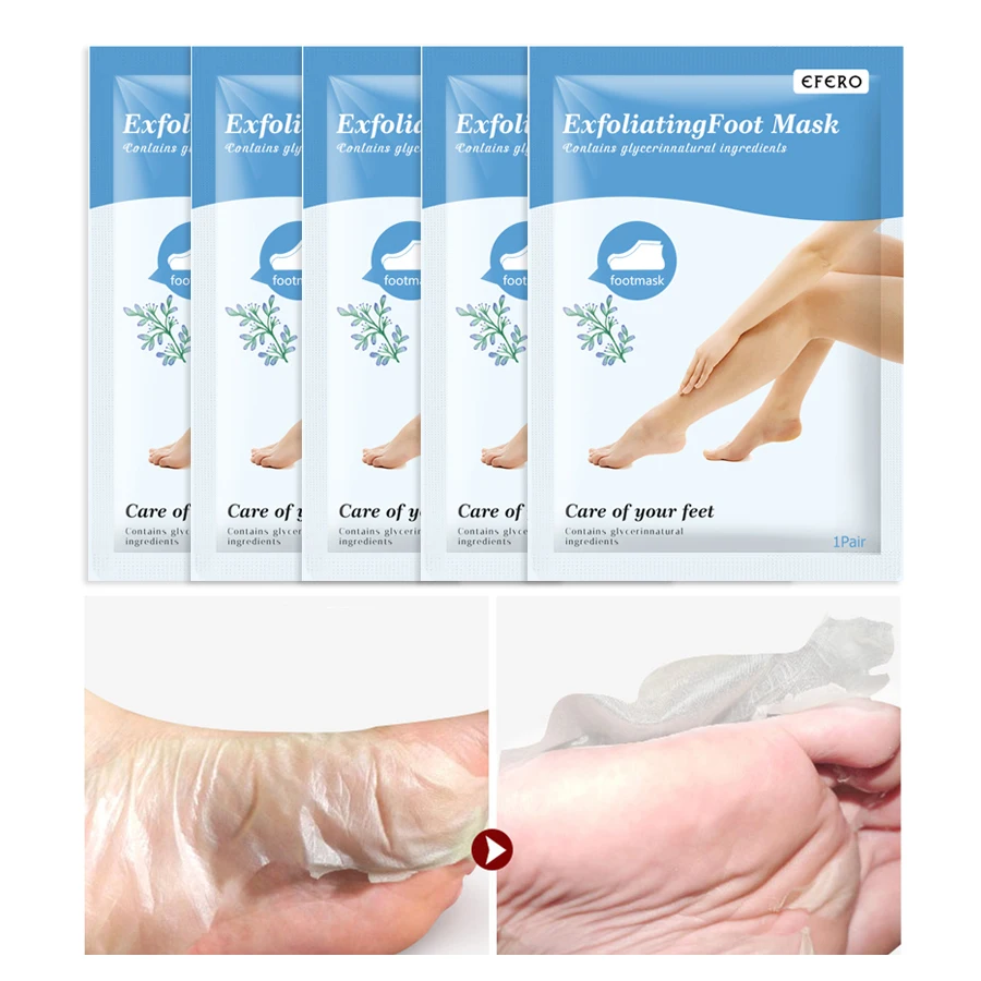

EFERO 2 pairs Peeling Exfoliating Foot Mask Pedicure Socks Feet Peel Masks Cream Remove Dead Skin Cuticle Heel Foot Care