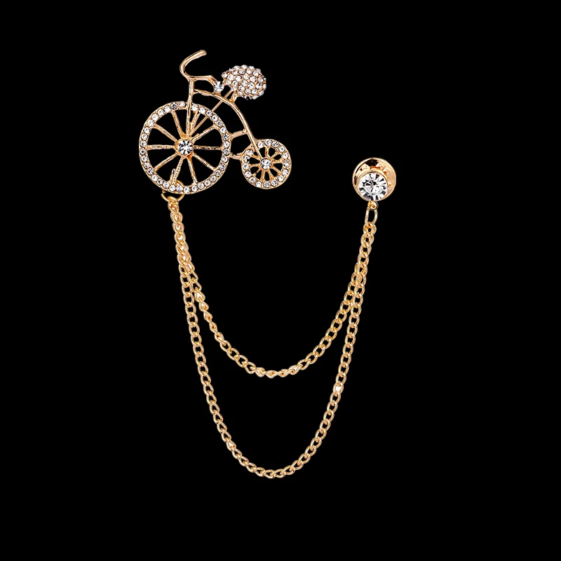 

2021 New Fashion Creative Bicycle Brooch Alloy Inlaid Rhinestone Buckle Pin Personality Coat Corsage Clothing Jewelry for Women