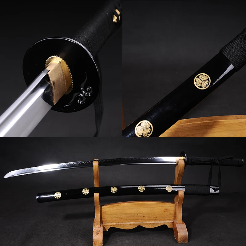 

WSD-010 Swords Real Japanese Katana 1095 Carbon Steel Handmade Sharpness For Cutting Full Tang Tsuba Wooden Sheath Hamon Bo-Hi