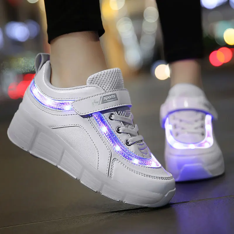 Новые детские светящиеся кроссовки Heelys, детская обувь для роликовых коньков, детские туфли со светодиодной подсветкой, кроссовки для мальчиков и девочек с колесами
