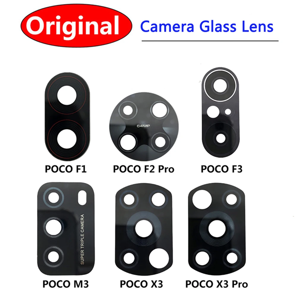

5pcs/lot Original New Glass Lens For Xiaomi Pocophone F1 Back Camera Glass Lens For F2 Pro Poco F3 Poco X3 Pro Poco M3 atacado