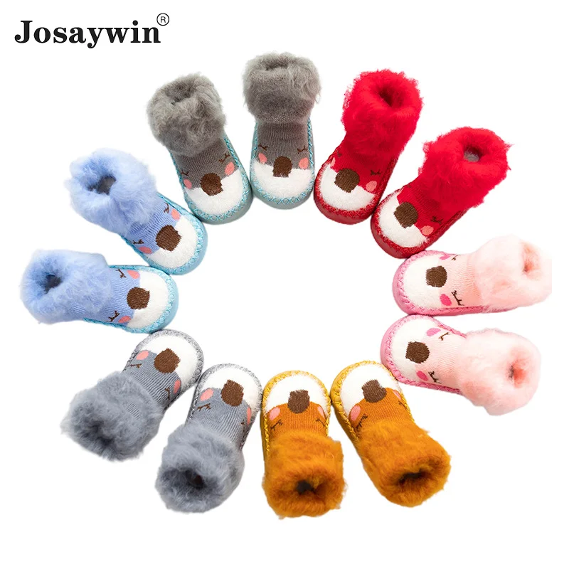 Нескользящие носки обувь для детей новорожденных девочек мальчиков утепленные