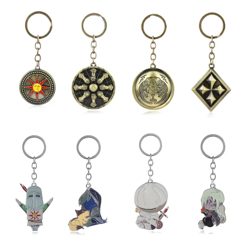 Hot Game Dark Souls 3 Keychain Knights Sword Solaire for Astora Keyring Pendant Man Badge Jewelry Cosplay Casual Accessories