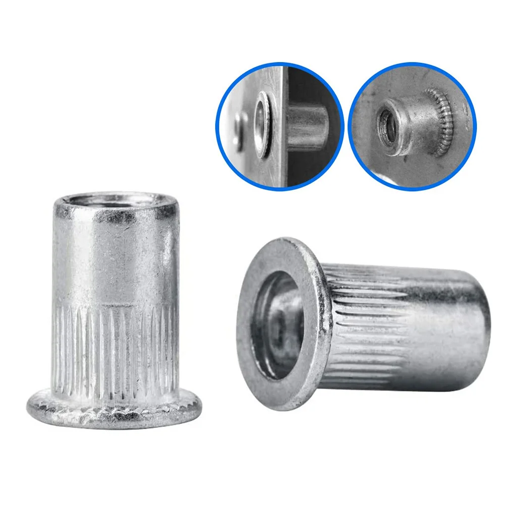 

100pcs Rivet Nuts M4 With Box Aluminum Alloy Flat Head Threaded Insert Nut Rivet Cap Set Threaded Nuts For Automotive Furniture