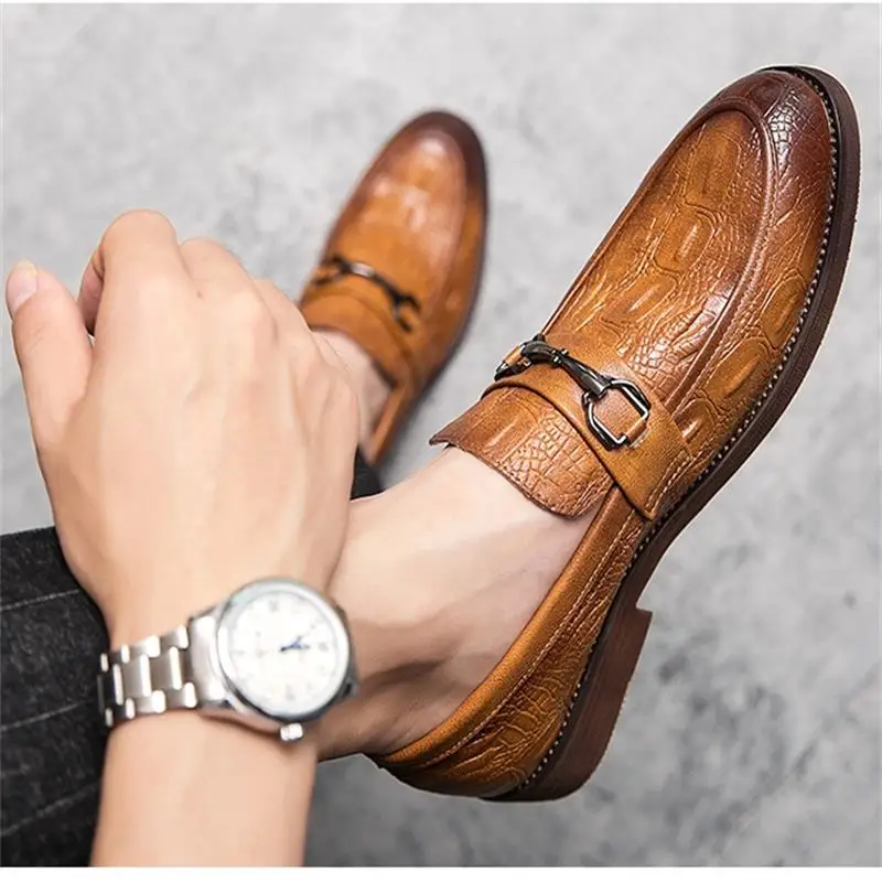 XQWFH осенние мужские свадебные классические туфли ручной росписи коричневые