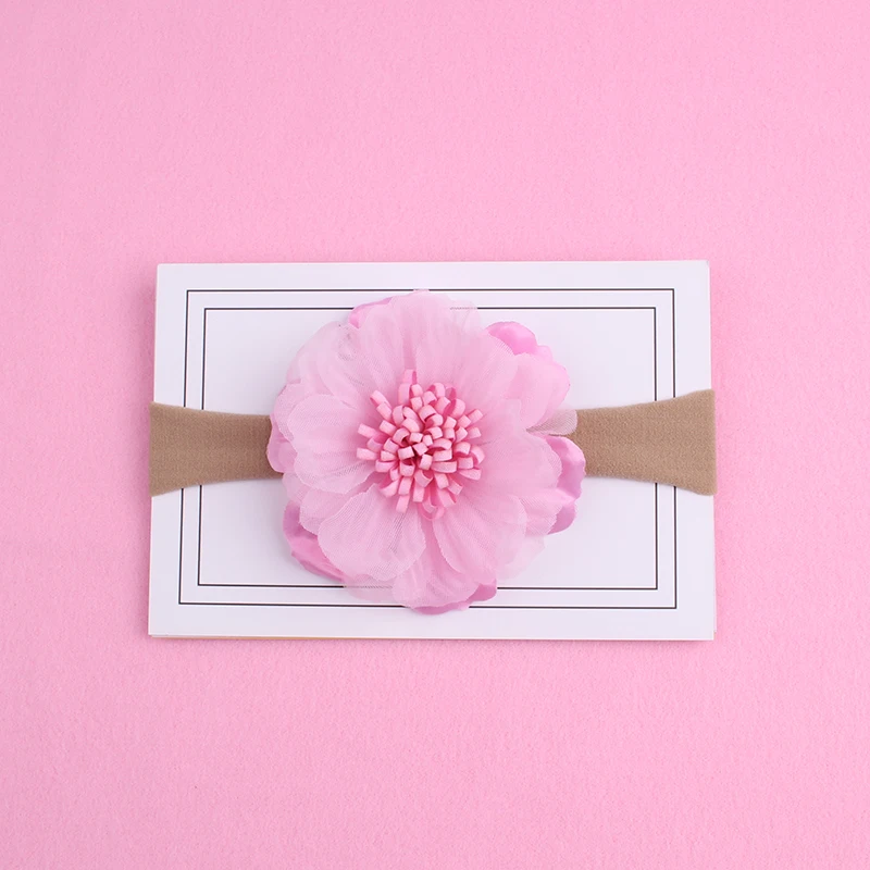 

1Pcs/Lot Large Chiffon Flowers With Extra Wide Elastic Nylon Headband Kids Headwrap Fashion Headwear Accessories