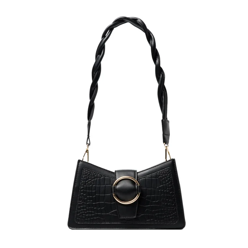 

New Solid Color Shoulder Bags for Women Simple Designer Armpit Bag PU Leather Handbags and Purses Stone Pattern Small Tote Bags