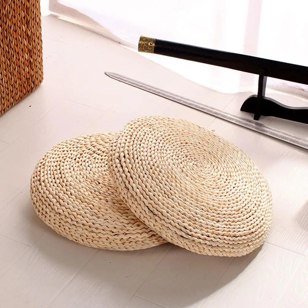 1pc Round Natural Straw Weave Zafu Meditation Yoga Mat Chair Cushion Seat Japanese-style Tatami | Дом и сад