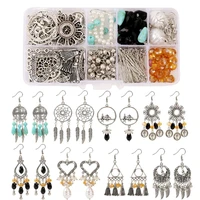 1 box boho earrings making materials set mixed connector beads earring hooks jump ring pin sets for jewelry diy findings kit