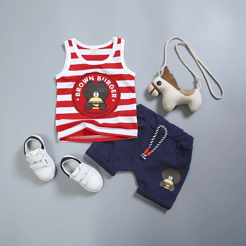 Одежда для маленьких мальчиков 2020 Летний жилет без рукавов в полоску с