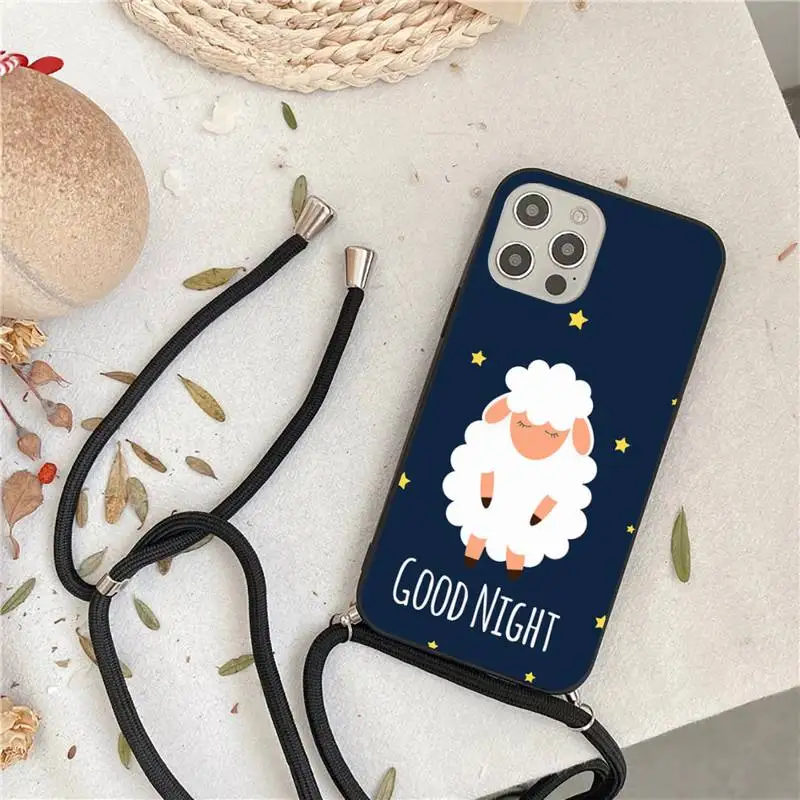 

Cute cartoon animal image Phone Case For iPhone 7 8 11 12 X XS XR MINI Pro Max Plus Strap Cord Chain Lanyard soft