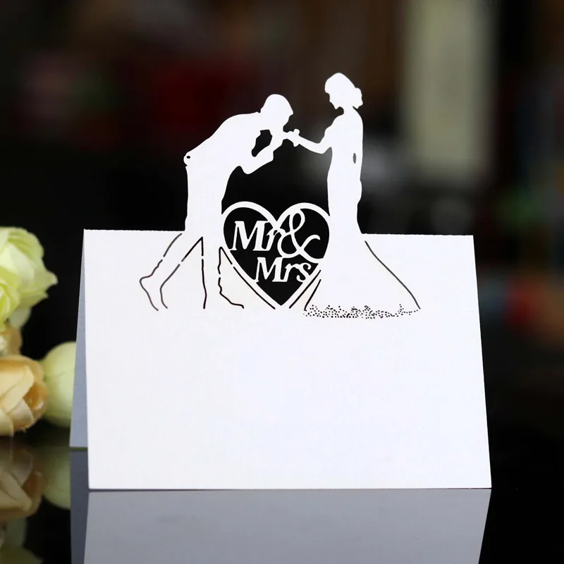 Новинка 100 шт. белые влюбленные любовь свадебное сиденье карта пустотелая вход в