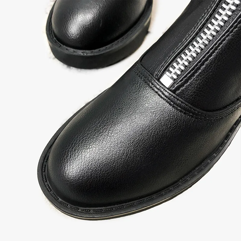 

MStacchi Winter The Knee Boots Women Round Toe Thick Bottom Front Zipper Plush Party Boots 2020 Fashion Trend New Botas Feminina