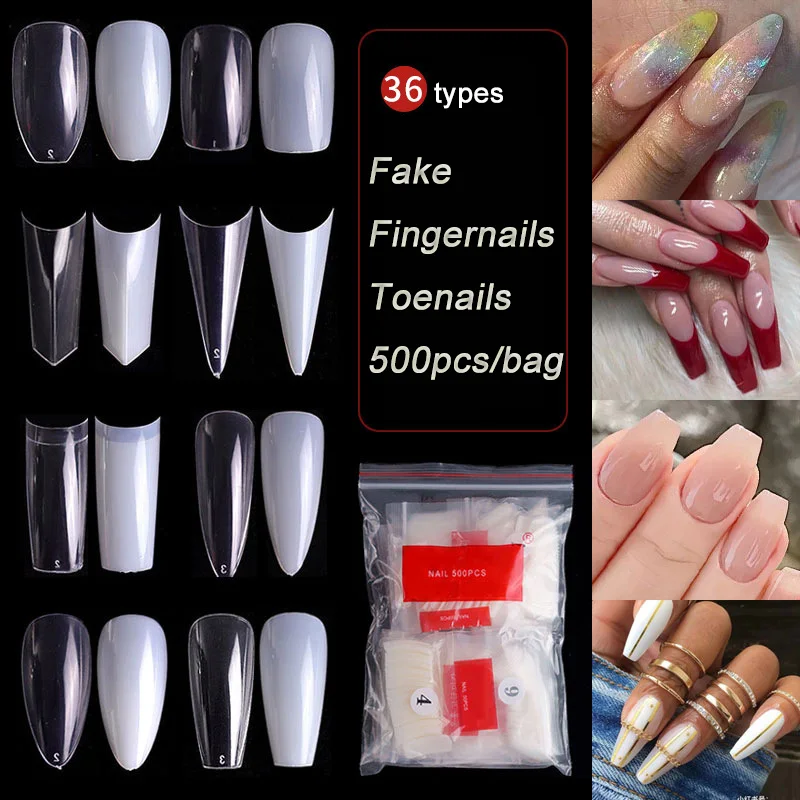 500 штук/пакет Поддельные ногти Накладные ногти Искусственные прозрачные/натуральные Ложные ногти Наращивание&ampЗащита Черепа Советы Маникюр Инструменты DIY