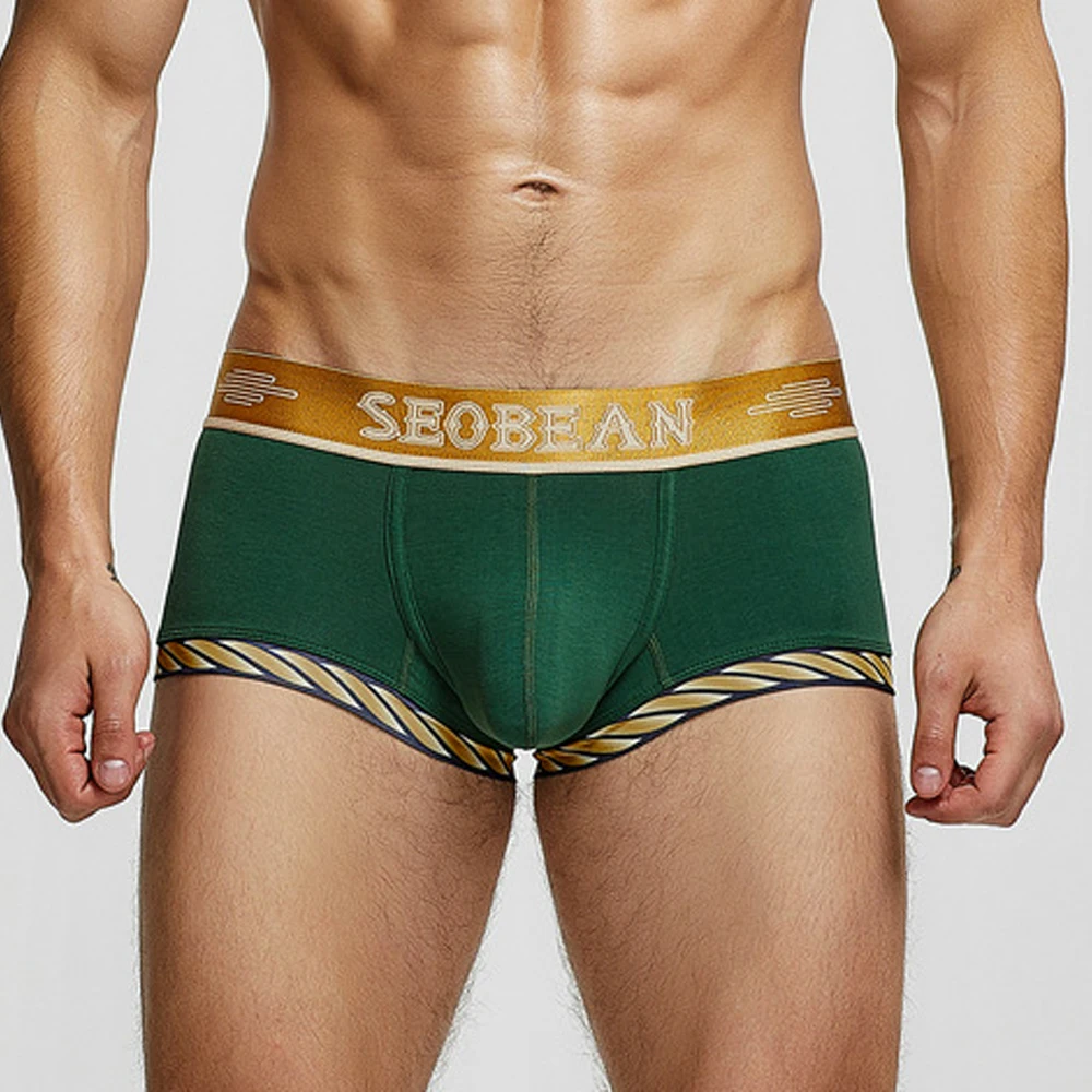 Heavywood Boxer Briefs Men's Cotton Underwear Shorts Low Waist Sexy Panties Basic Knitting Underpants Man Breathable Boxershorts