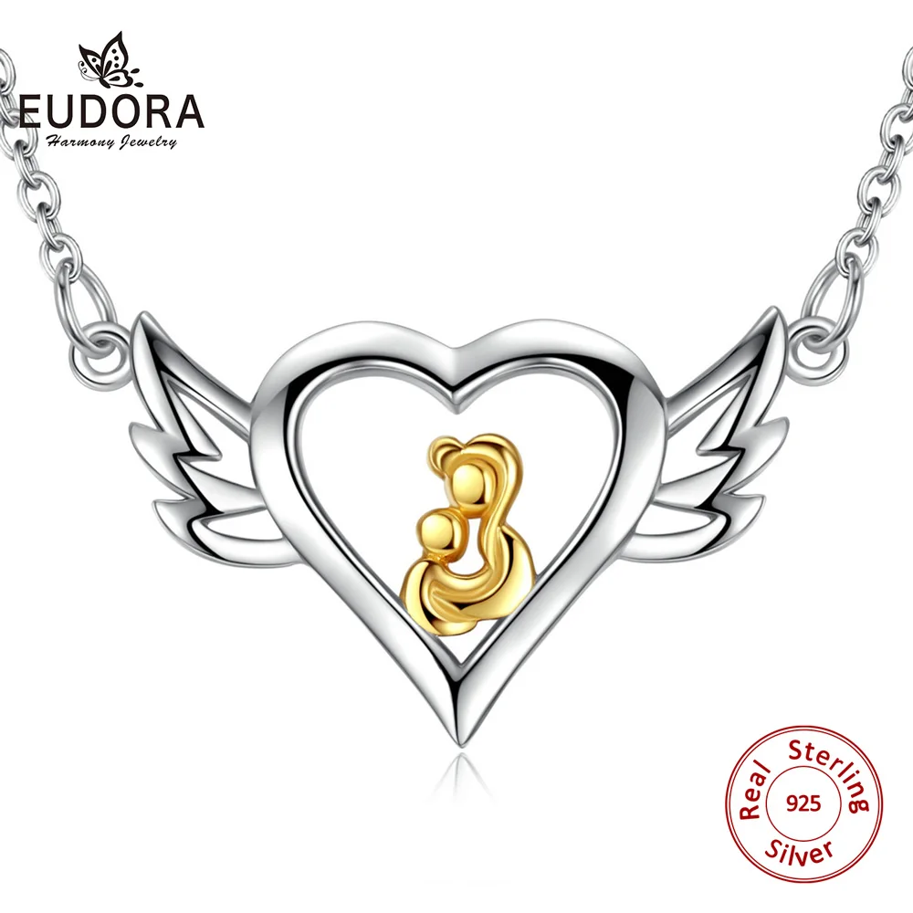 Фото Ожерелье Eudora из стерлингового серебра 925 пробы с ангелом Серебряное колье