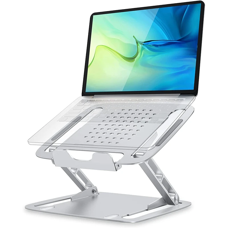 

Laptop Stand for Desk, Ergonomic Portable Computer Stand, Adjustable Computer Cooling Holder for All Laptops, Silver