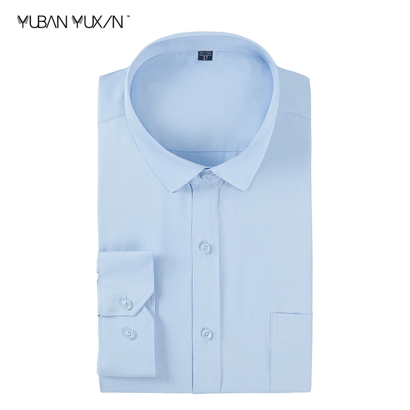 

YUBANYUXIN brand men 39%cotton solid color dress shirt long sleeve classic business slim fit shirt anti wrinkle easy care shirts