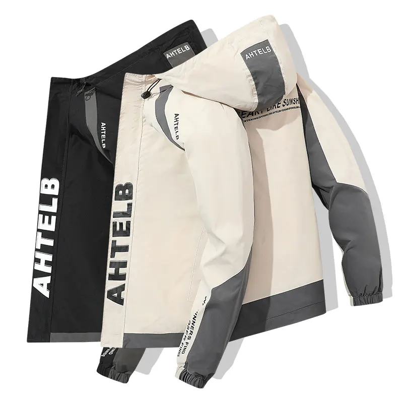 

Men's Spring Hooded Jacket Hip-Hop Casual Coat Sportswear Youth Lifestyle Loose Jacket Plus 5XL6XL7XL Zip-Up Windbreaker