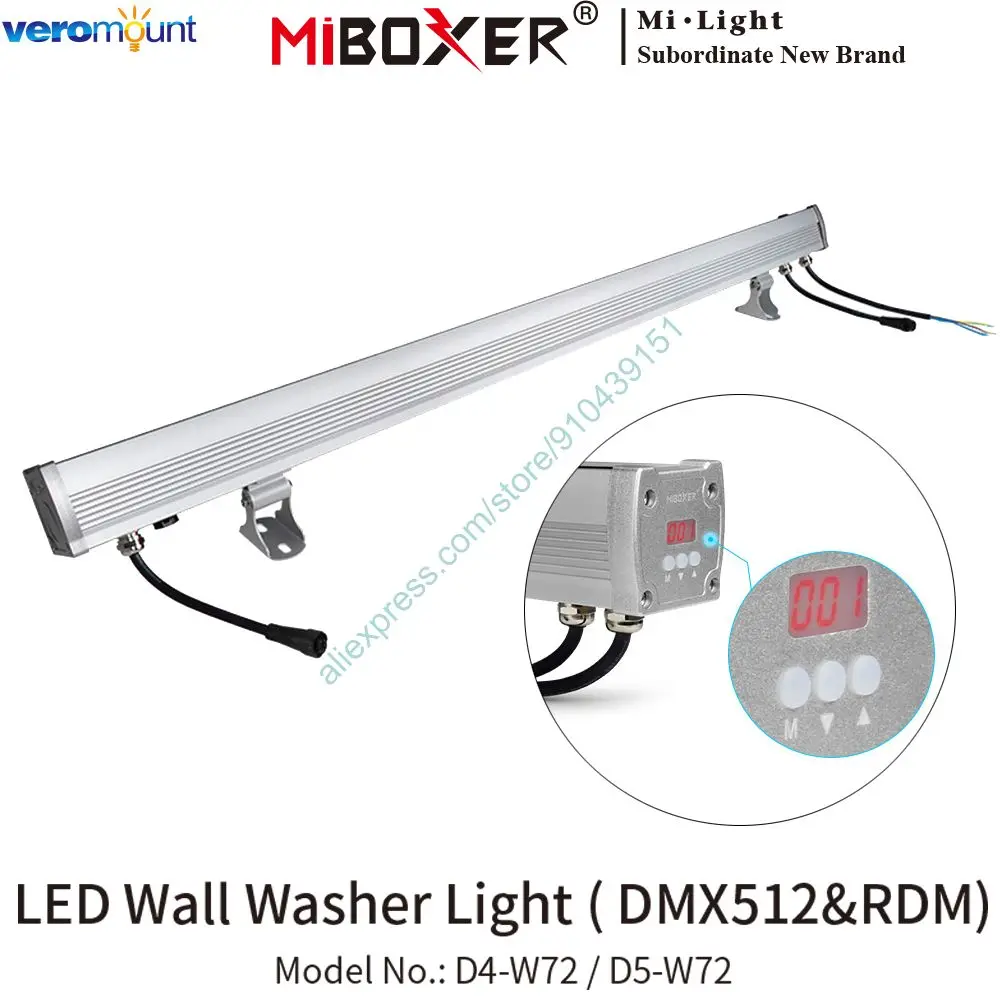 

Miboxer D4-W72 RGBW D5-W72 RGB+CCT 72W LED Wall Washer Light (DMX512 & RDM) AC 110V 220V IP66 Waterproof