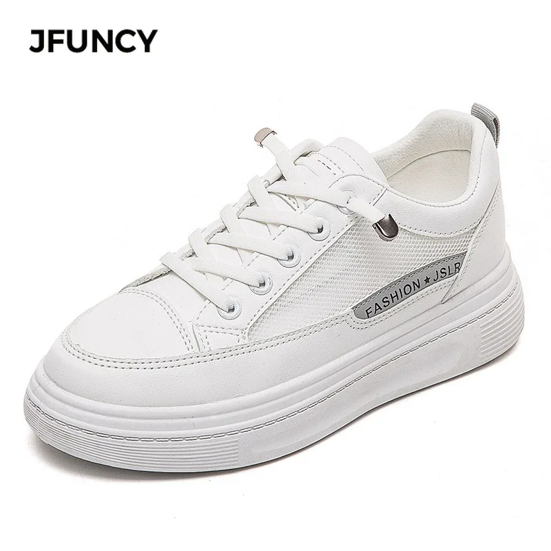 

JFUNCY Women's Sneakers Spring Autumn White Fashion Simplicity Casual Flats Platform Shoe Ladies Comfortable Woman Sports Shoes