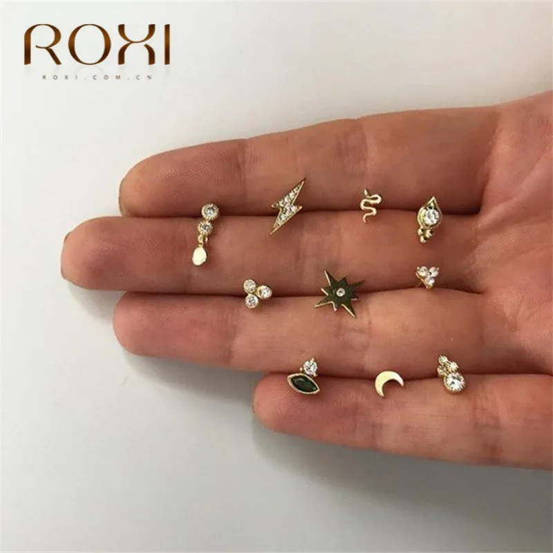Серьги ROXI из стерлингового серебра 925 пробы, Золотая цепочка, серьги-гвоздики со стразами для женщин, гипоаллергенно, Женские Ювелирные изделия, корейские серьги